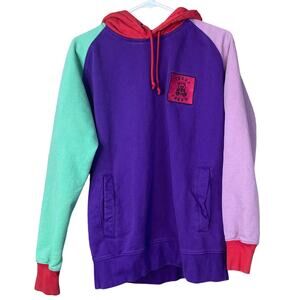 Teddy Fresh Colorblock Hoodie Sweatshirt Purple Red Green Size Medium